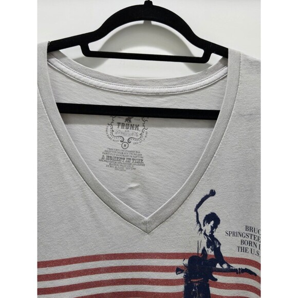 TRUNK LTD BRUCE SPRINGTEEN V-NECK GREY BAND TEE T-SHIRT TOP BORN IN USA WOMEN M - Picture 4 of 9